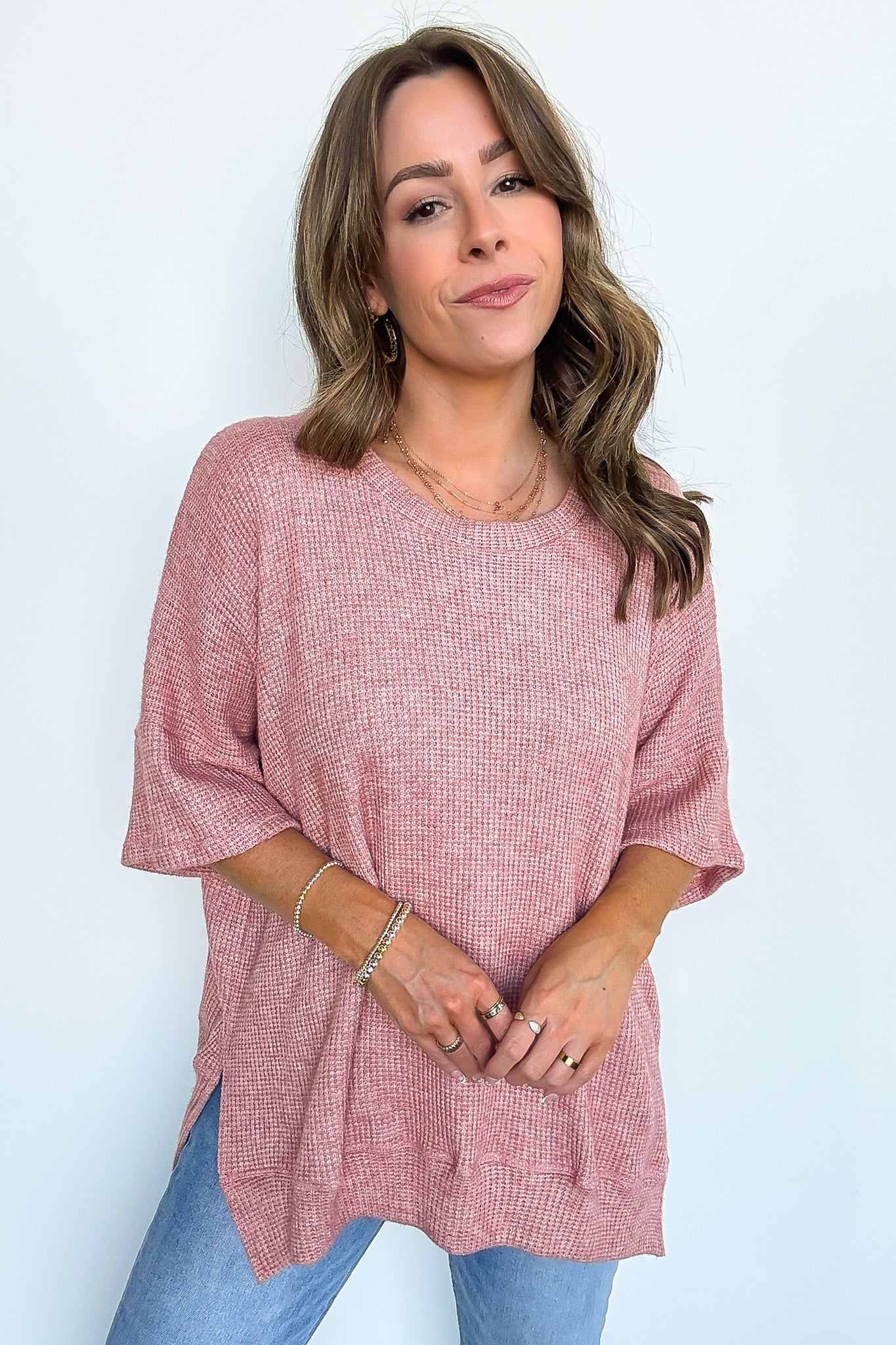 Priscilla Waffle Knit Oversized Top - BACK IN STOCK - Madison and Mallory