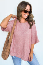 Rose / SM Priscilla Waffle Knit Oversized Top - Madison and Mallory