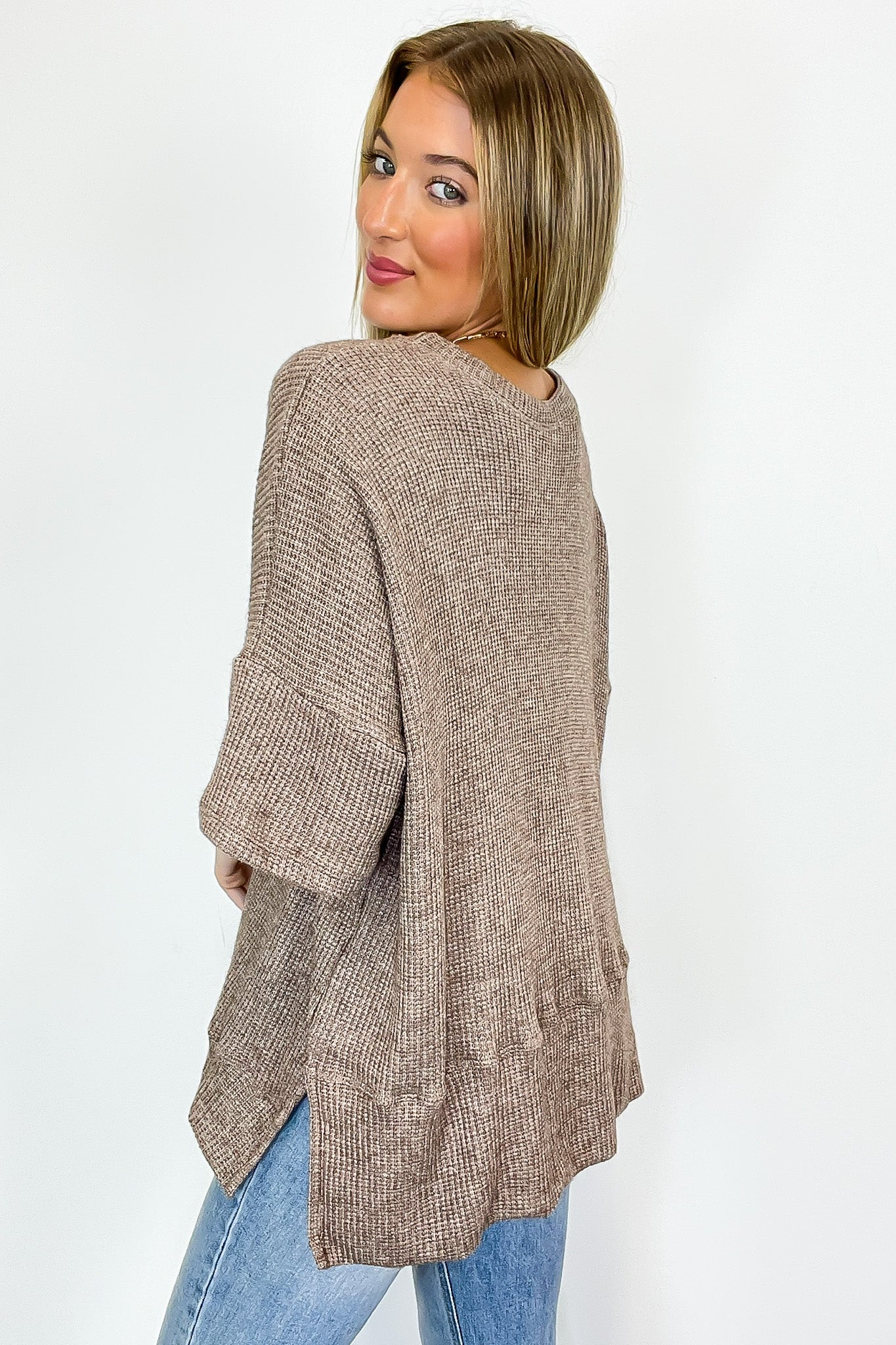 Priscilla Waffle Knit Oversized Top - BACK IN STOCK - Madison and Mallory