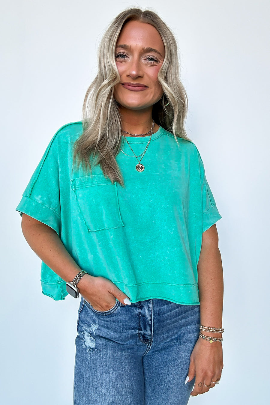  Priscillah Mineral Wash Oversized Pocket Tee - BACK IN STOCK - Madison and Mallory