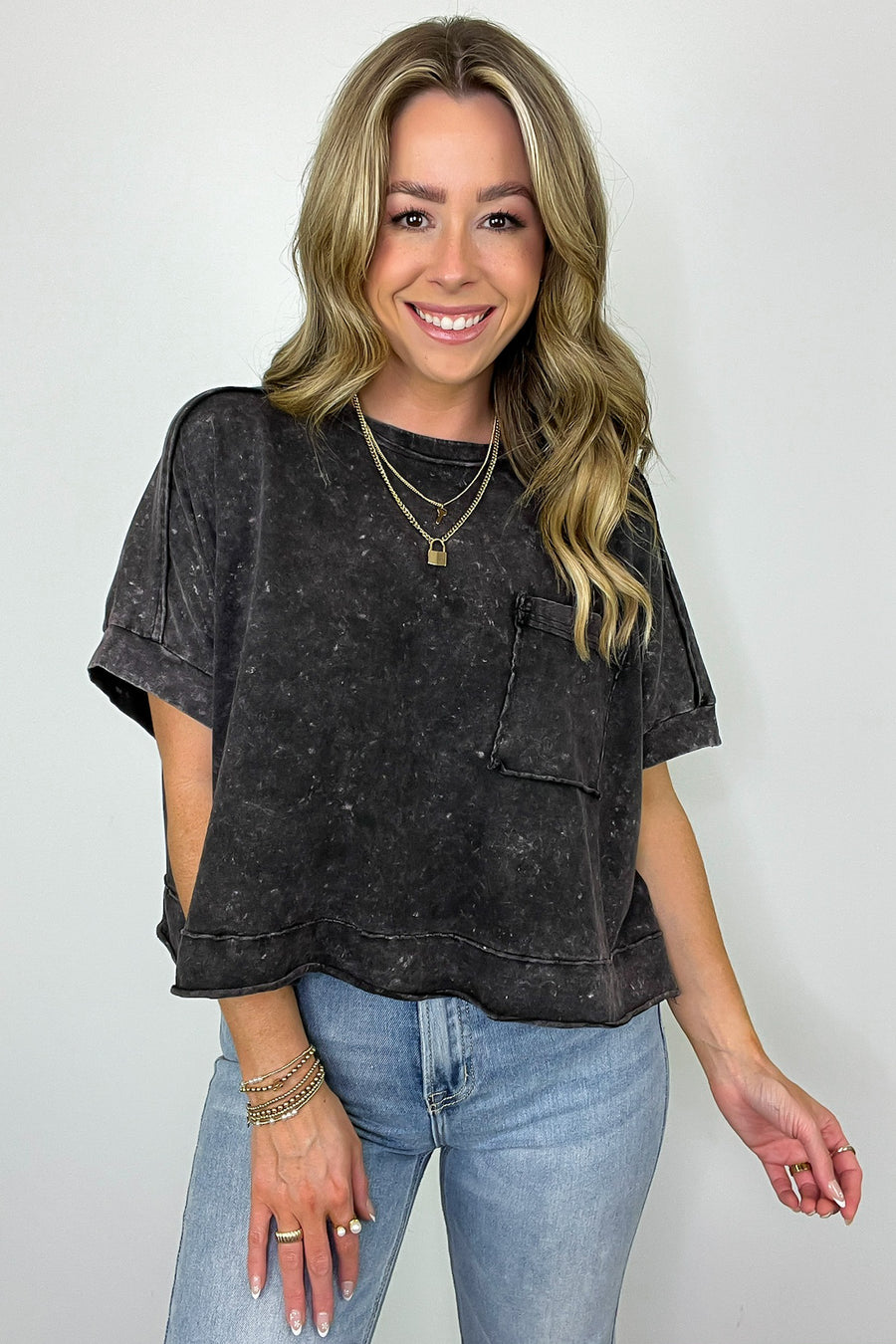  Priscillah Mineral Wash Oversized Pocket Tee - BACK IN STOCK - Madison and Mallory