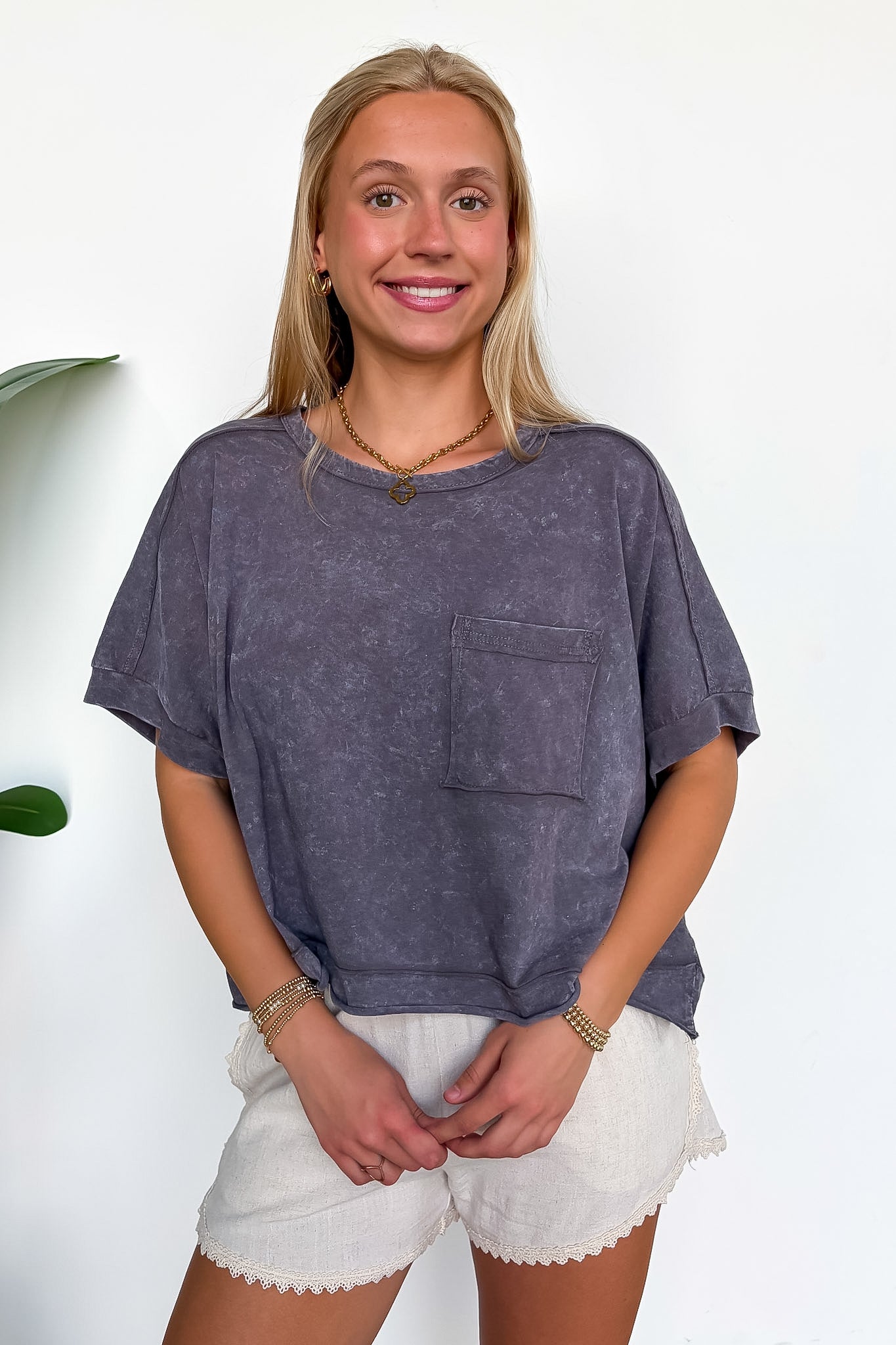 Priscillah Mineral Wash Oversized Pocket Tee - BACK IN STOCK - Madison and Mallory