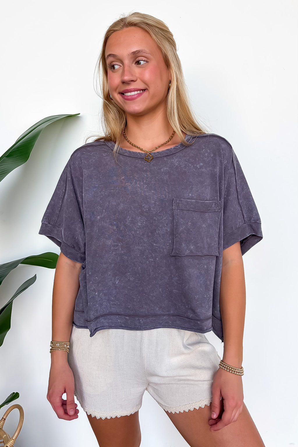 Priscillah Mineral Wash Oversized Pocket Tee - BACK IN STOCK - Madison and Mallory