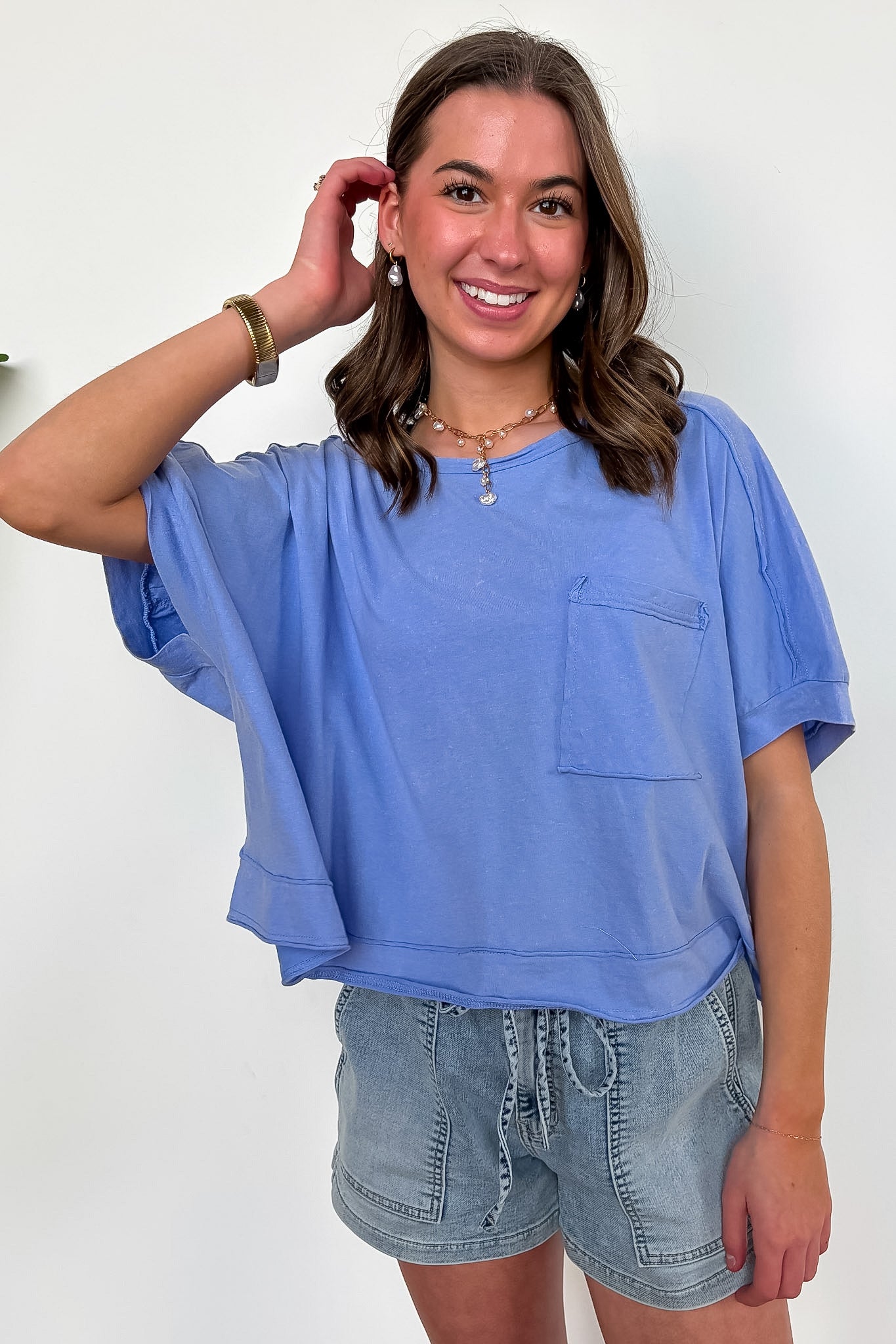 Priscillah Mineral Wash Oversized Pocket Tee - BACK IN STOCK