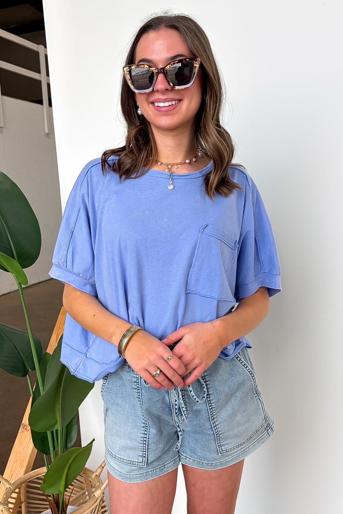 Priscillah Mineral Wash Oversized Pocket Tee - BACK IN STOCK