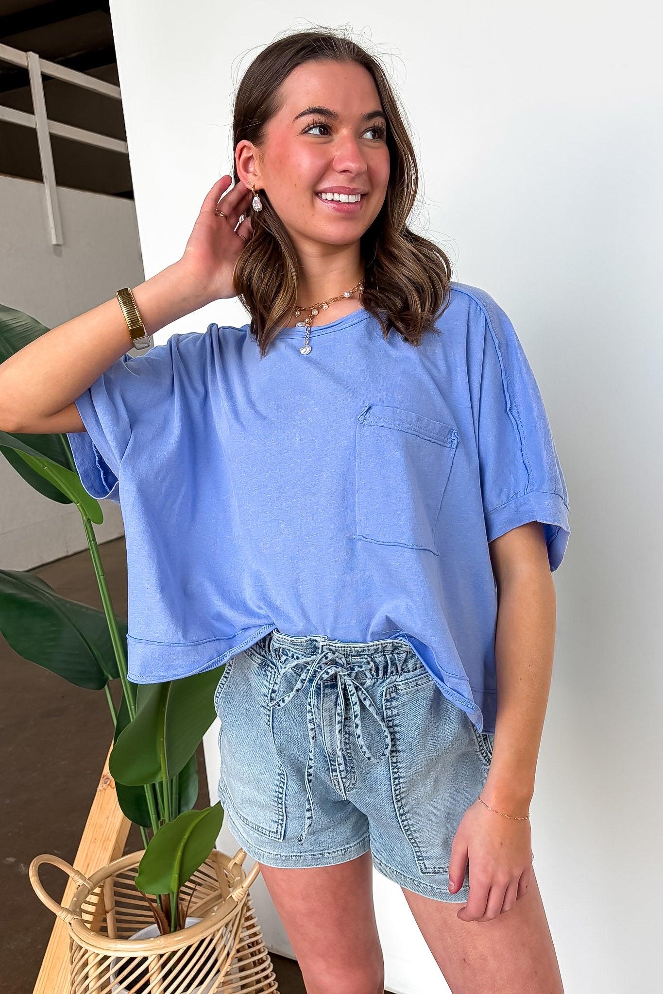 Priscillah Mineral Wash Oversized Pocket Tee - BACK IN STOCK