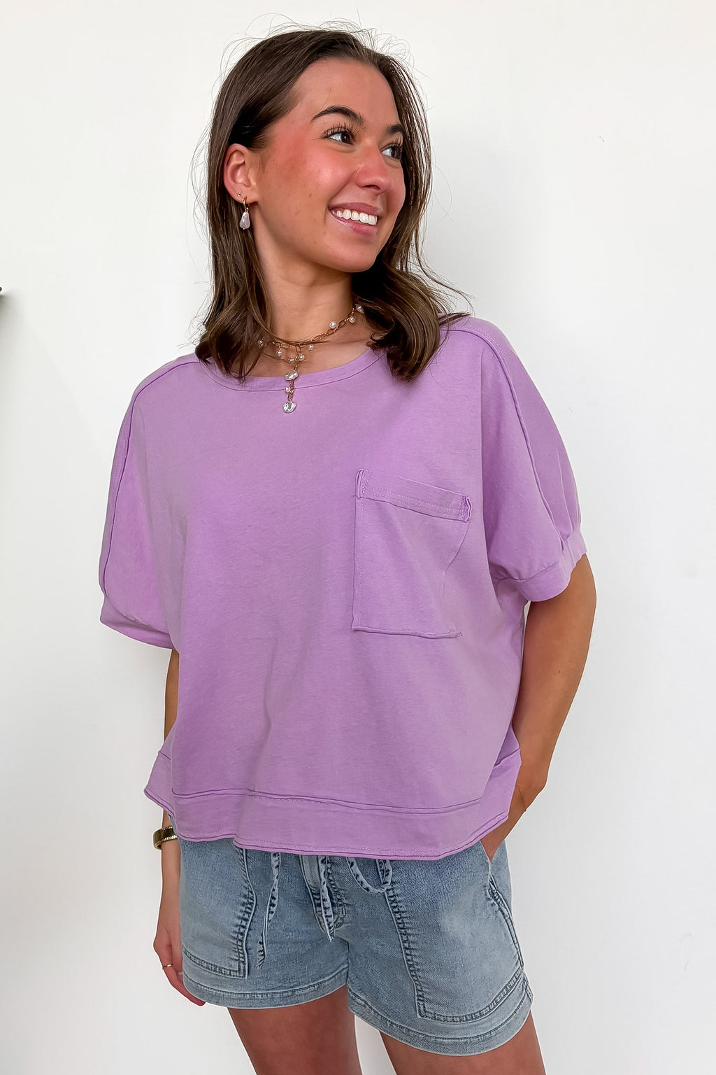 Priscillah Mineral Wash Oversized Pocket Tee