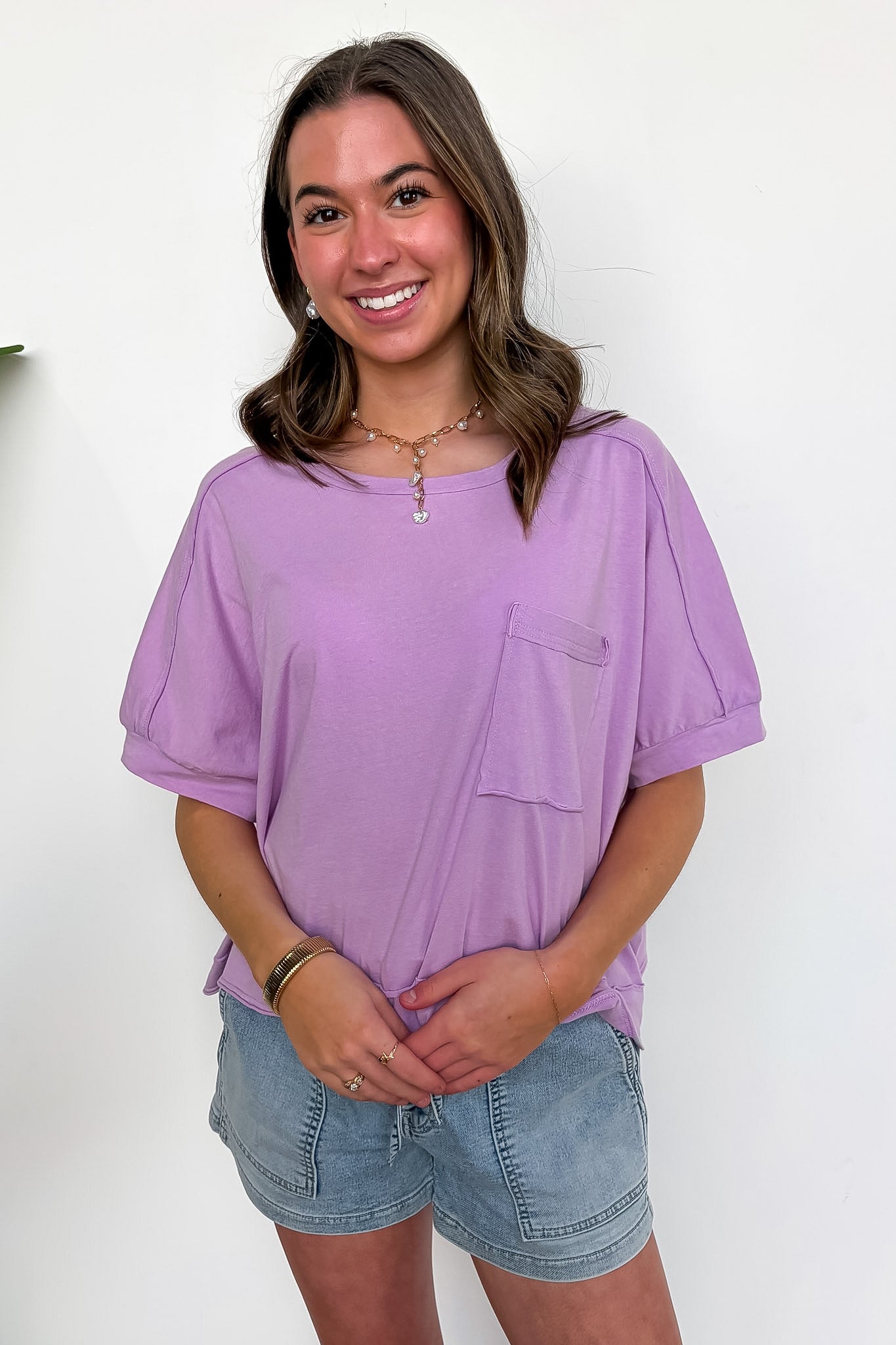 Priscillah Mineral Wash Oversized Pocket Tee - BACK IN STOCK