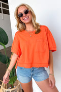 Orange / S Priscillah Mineral Wash Oversized Pocket Tee - BACK IN STOCK - Madison and Mallory