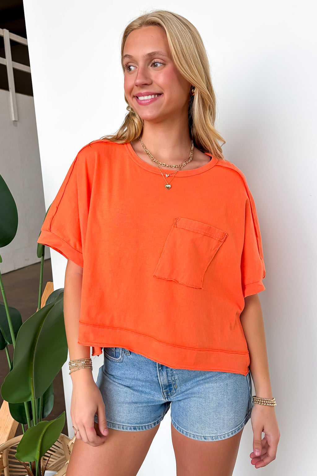 Priscillah Mineral Wash Oversized Pocket Tee - BACK IN STOCK