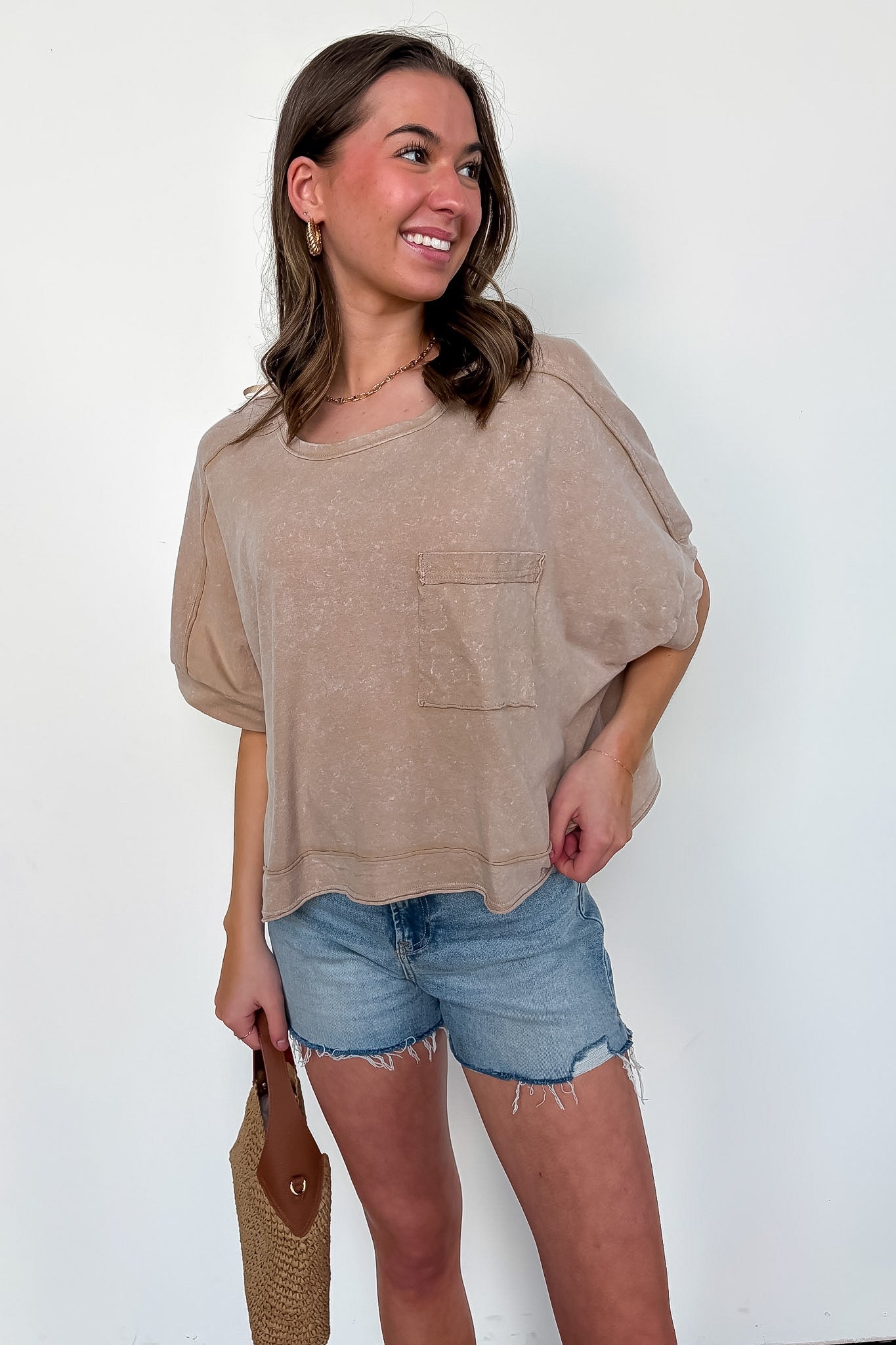 Priscillah Mineral Wash Oversized Pocket Tee - BACK IN STOCK - Madison and Mallory