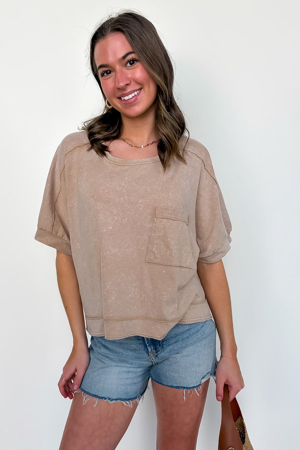 Priscillah Mineral Wash Oversized Pocket Tee - BACK IN STOCK - Madison and Mallory