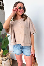 Priscillah Mineral Wash Oversized Pocket Tee - BACK IN STOCK