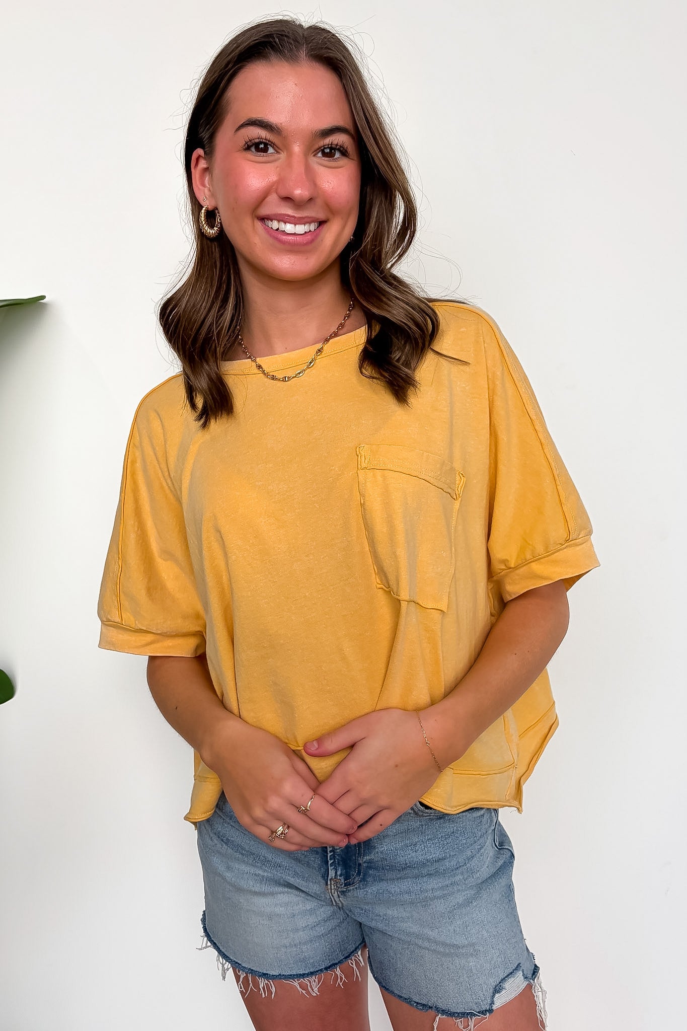 Priscillah Mineral Wash Oversized Pocket Tee - BACK IN STOCK