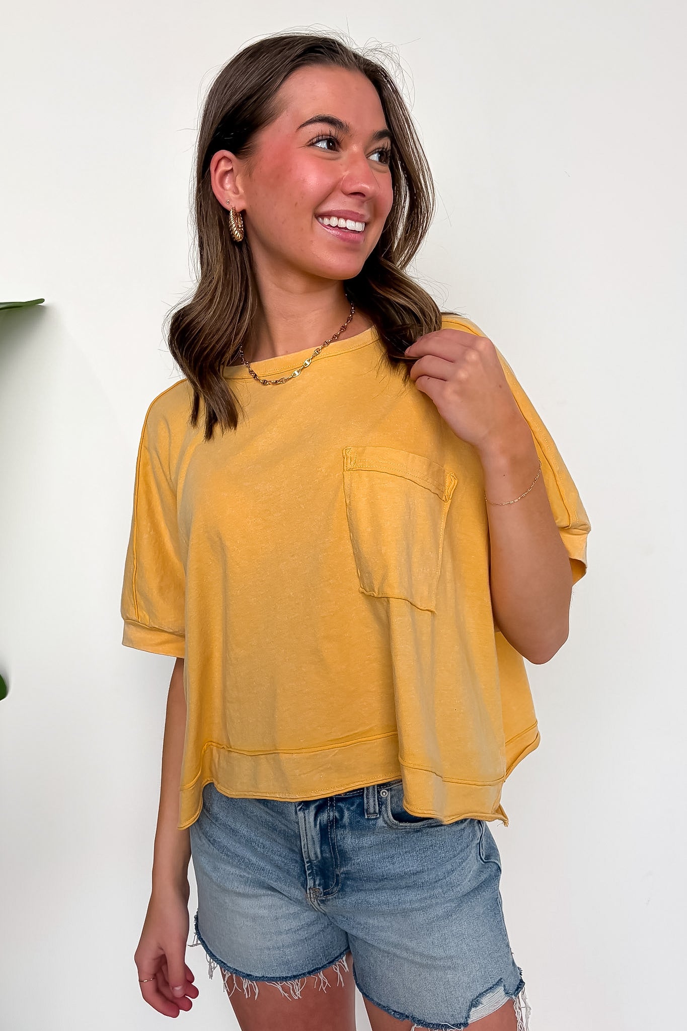 Priscillah Mineral Wash Oversized Pocket Tee - BACK IN STOCK