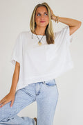 White / S Priscillah Mineral Wash Oversized Pocket Tee - Madison and Mallory