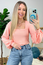 Promising Style Rib Knit Square Neck Top - FINAL SALE - Madison and Mallory