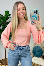 Promising Style Rib Knit Square Neck Top - FINAL SALE - Madison and Mallory