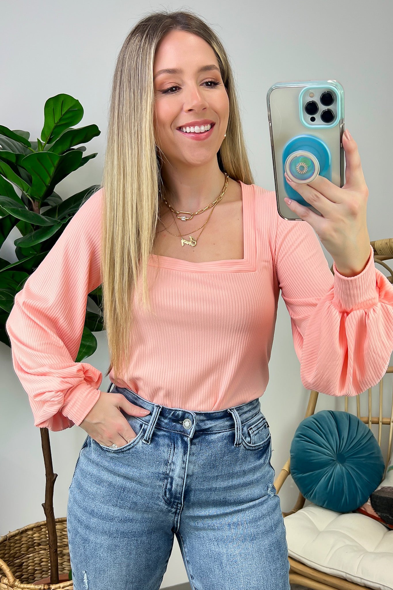 Promising Style Rib Knit Square Neck Top - FINAL SALE - Madison and Mallory