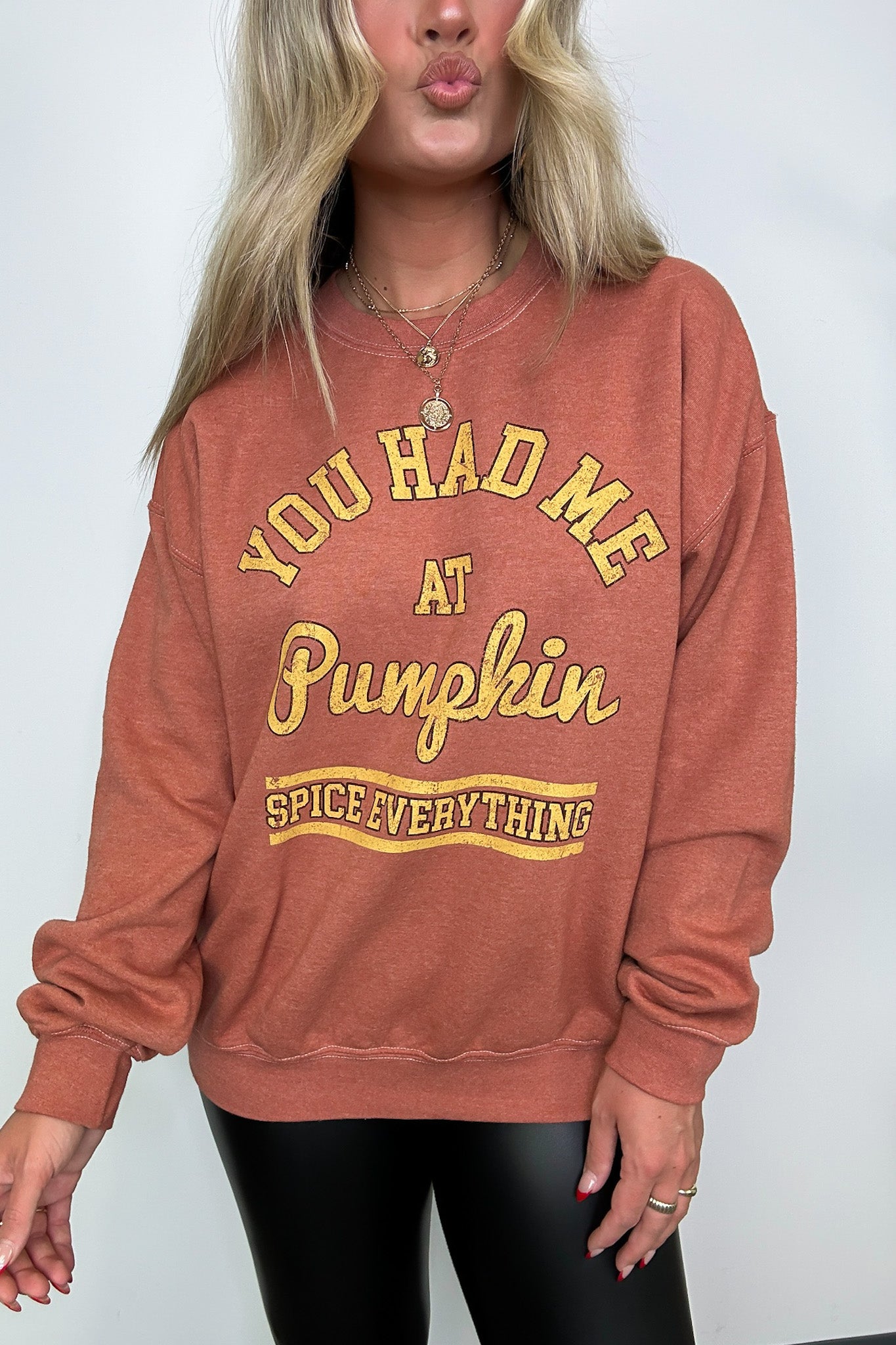 SM / Rust Pumpkin Spice Everything Graphic Pullover - FINAL SALE - Madison and Mallory