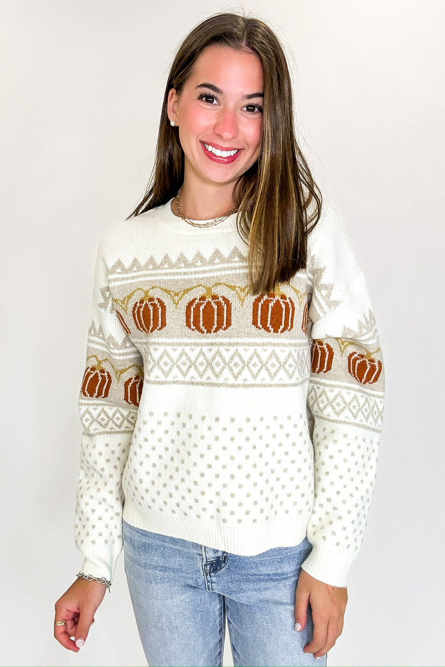 Pumpkin Parade Jacquard Knit Sweater - Madison and Mallory