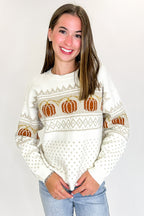 Pumpkin Parade Jacquard Knit Sweater - FINAL SALE - Madison and Mallory