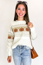 Pumpkin Parade Jacquard Knit Sweater - FINAL SALE - Madison and Mallory