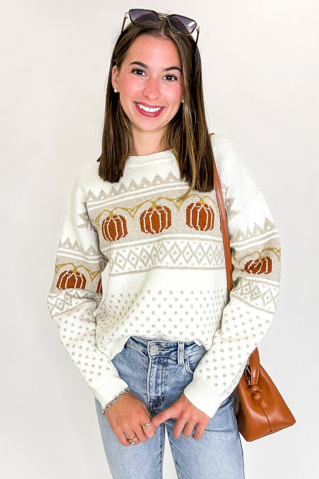 Pumpkin Parade Jacquard Knit Sweater - FINAL SALE - Madison and Mallory