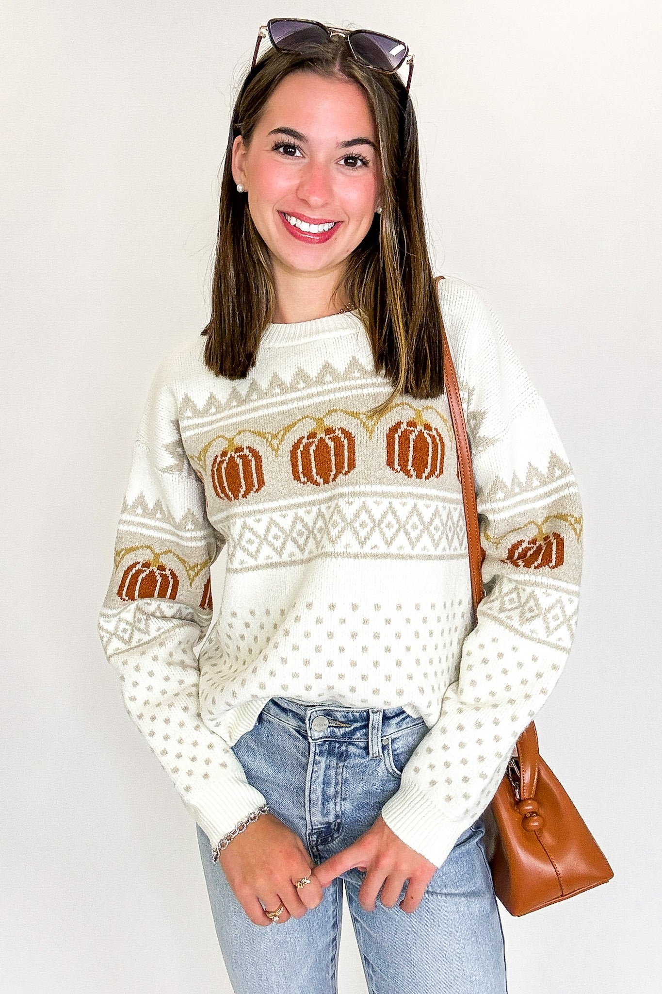 Pumpkin Parade Jacquard Knit Sweater - FINAL SALE - Madison and Mallory