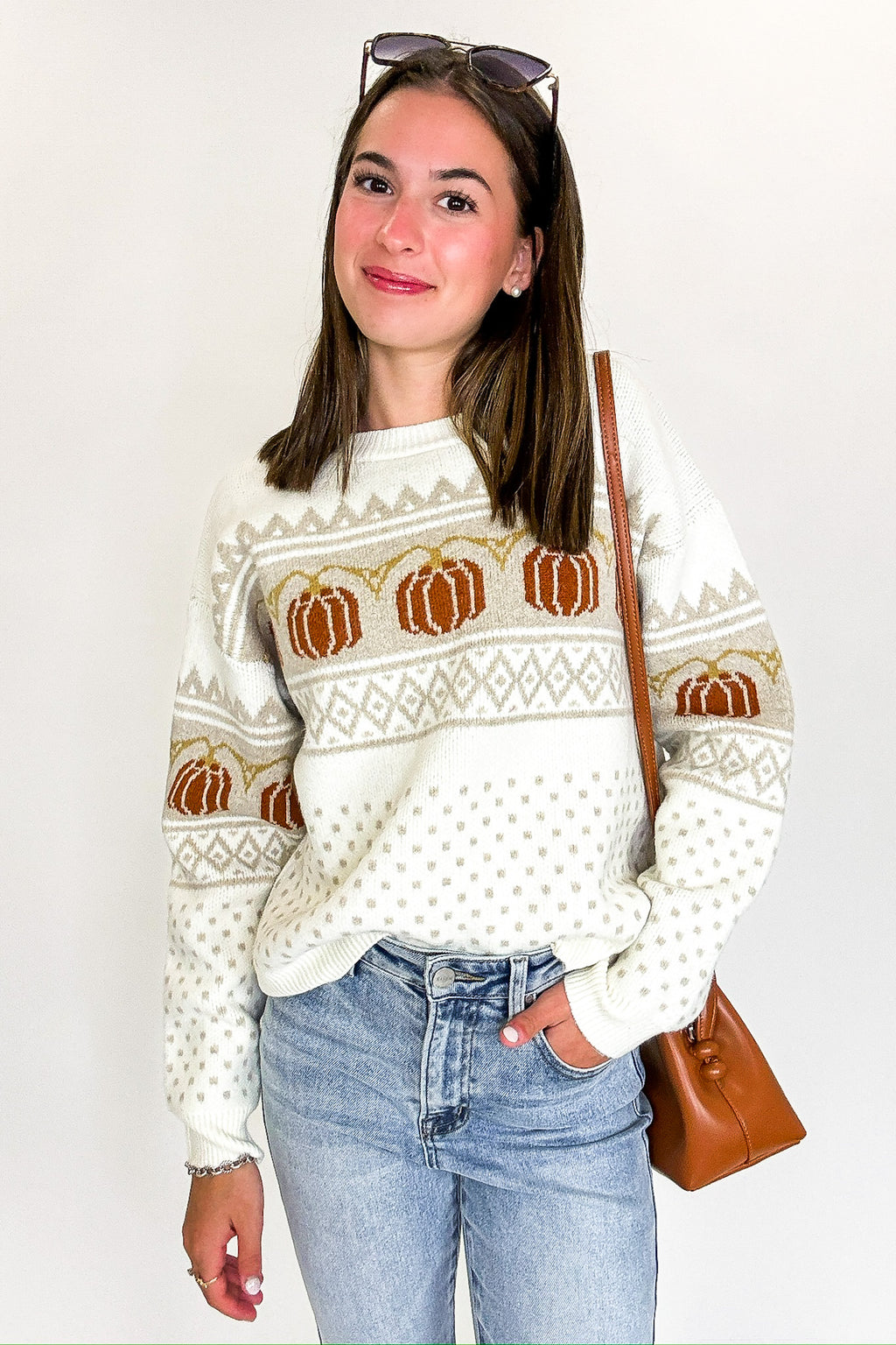 Pumpkin Parade Jacquard Knit Sweater - FINAL SALE - Madison and Mallory