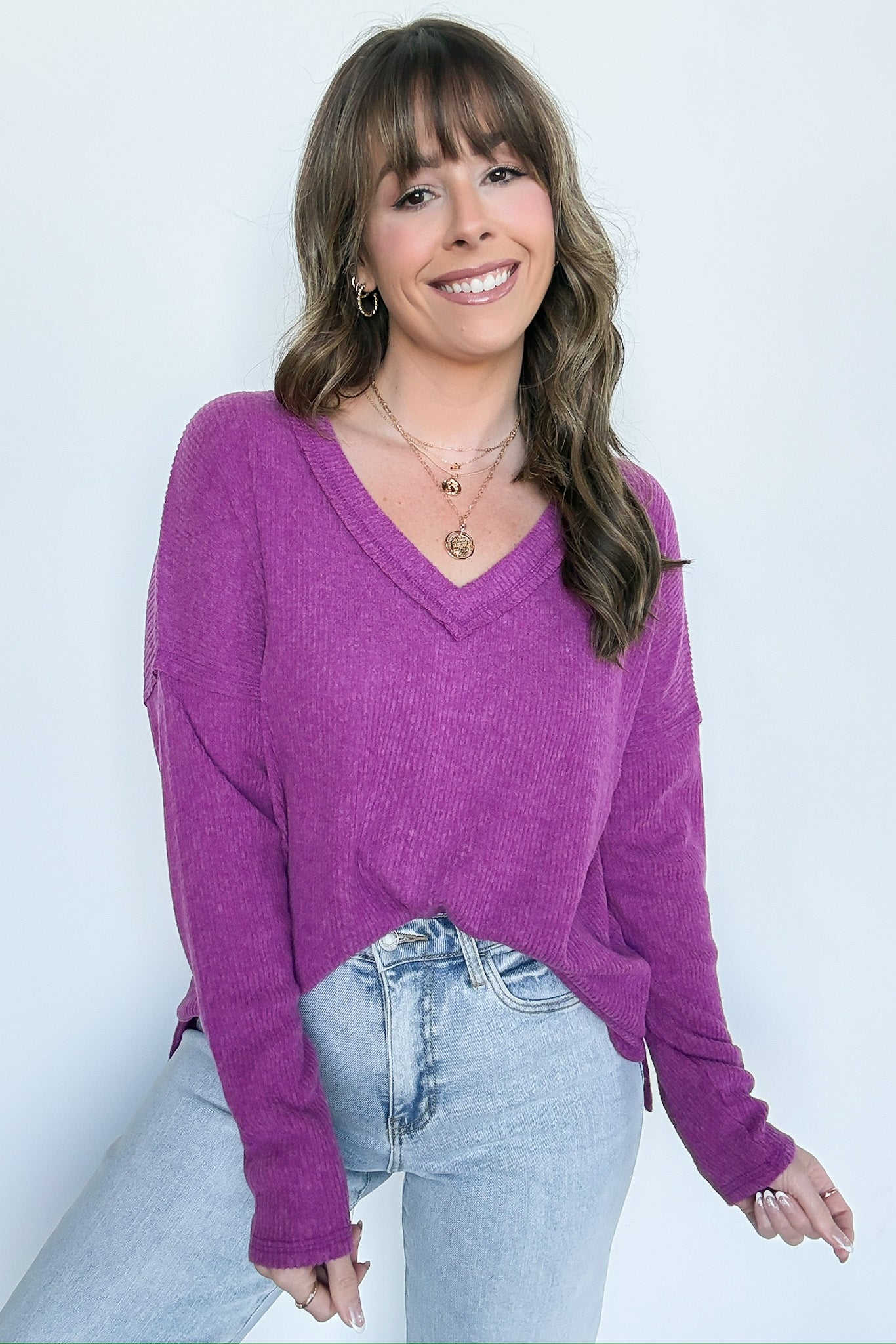  Pure Chill Ribbed V-Neck Top - Madison and Mallory