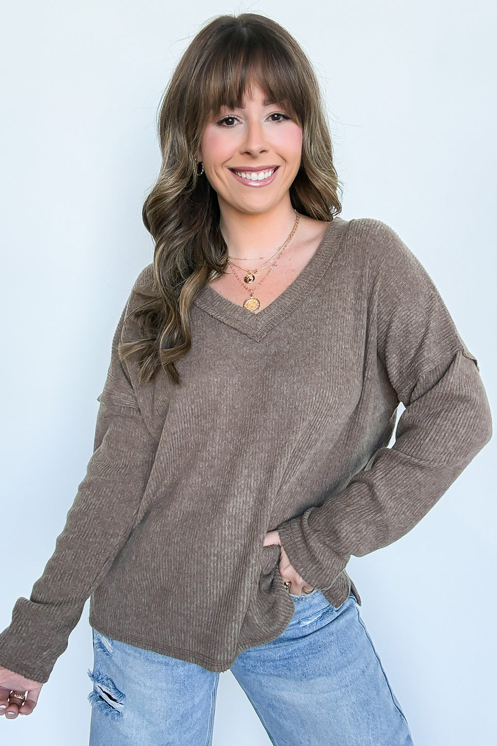 Pure Chill Ribbed V-Neck Top - FINAL SALE - Madison and Mallory