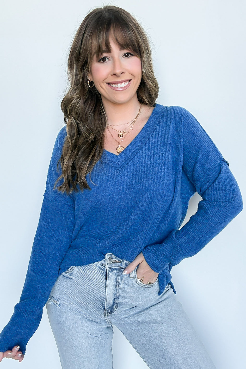 Pure Chill Ribbed V-Neck Top - FINAL SALE - Madison and Mallory