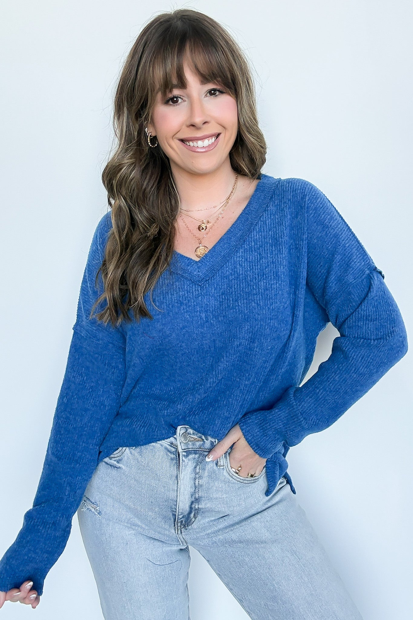 Pure Chill Ribbed V-Neck Top - FINAL SALE - Madison and Mallory