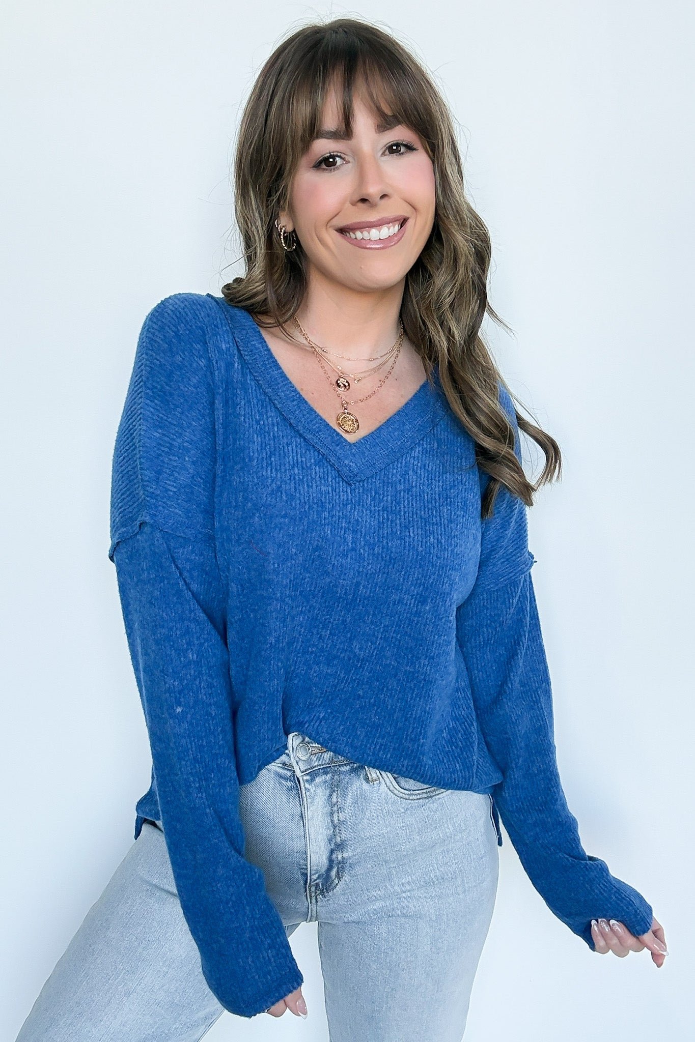 Pure Chill Ribbed V-Neck Top - FINAL SALE - Madison and Mallory