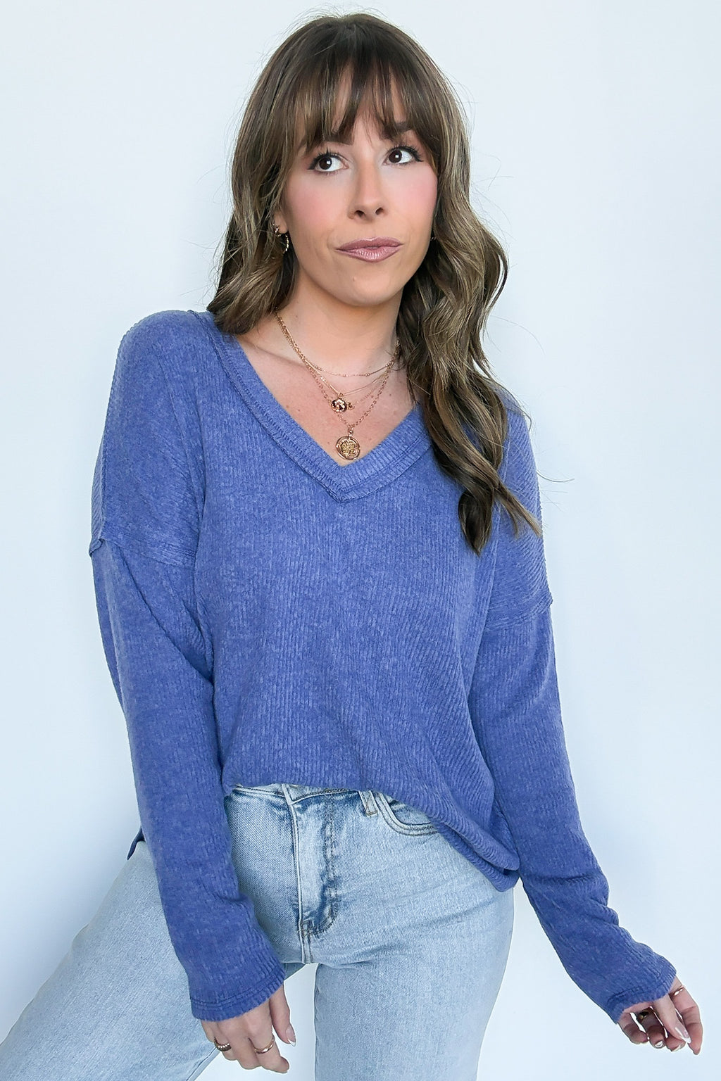 Pure Chill Ribbed V-Neck Top - FINAL SALE - Madison and Mallory