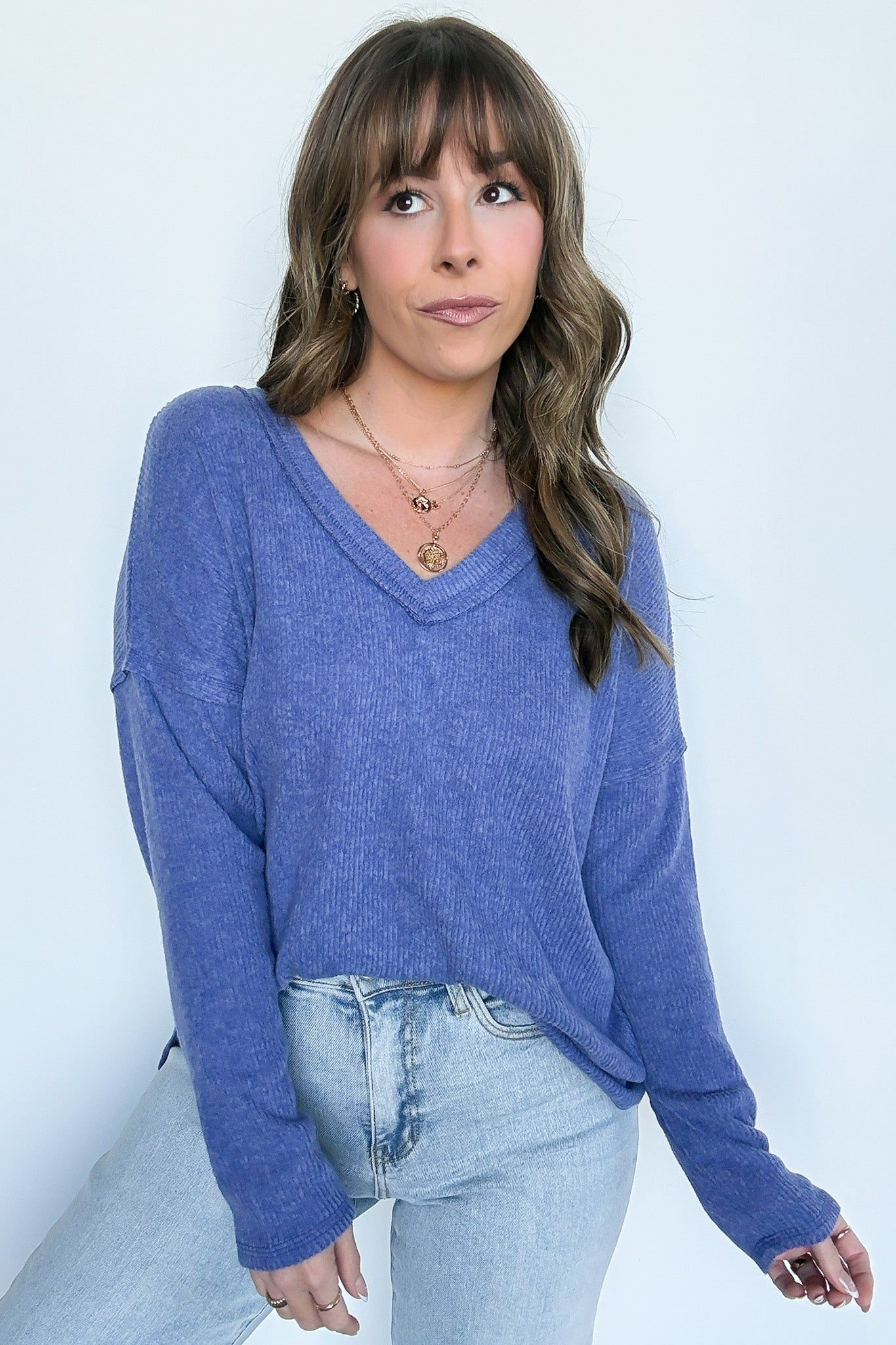  Pure Chill Ribbed V-Neck Top - Madison and Mallory