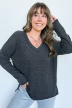 Pure Chill Ribbed V-Neck Top - FINAL SALE - Madison and Mallory