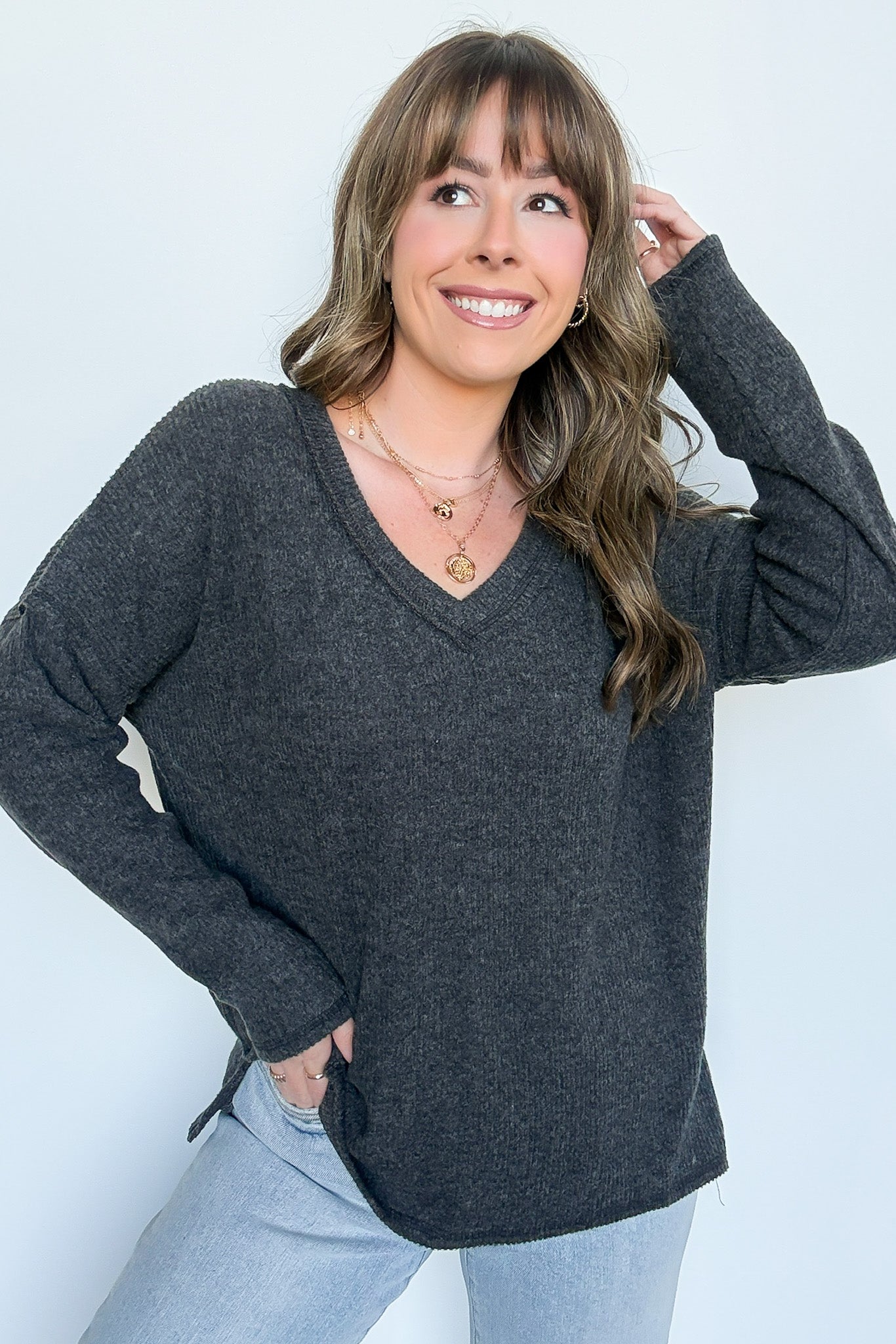 Pure Chill Ribbed V-Neck Top - FINAL SALE - Madison and Mallory