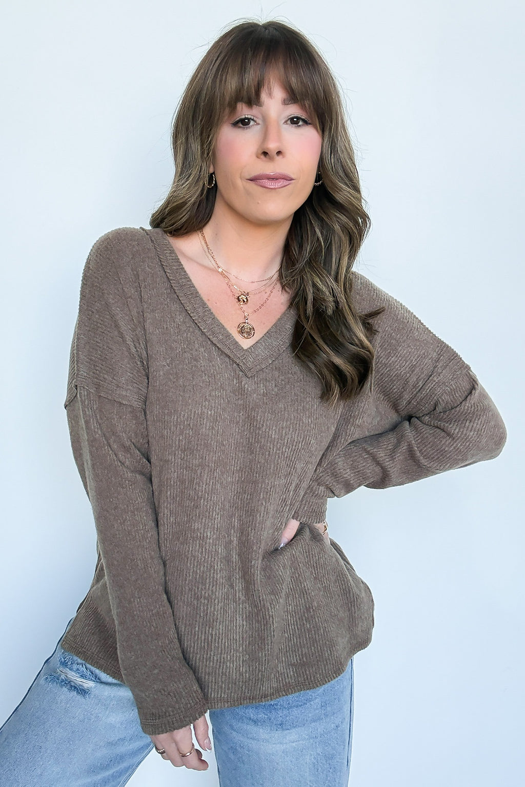 Pure Chill Ribbed V-Neck Top - FINAL SALE - Madison and Mallory