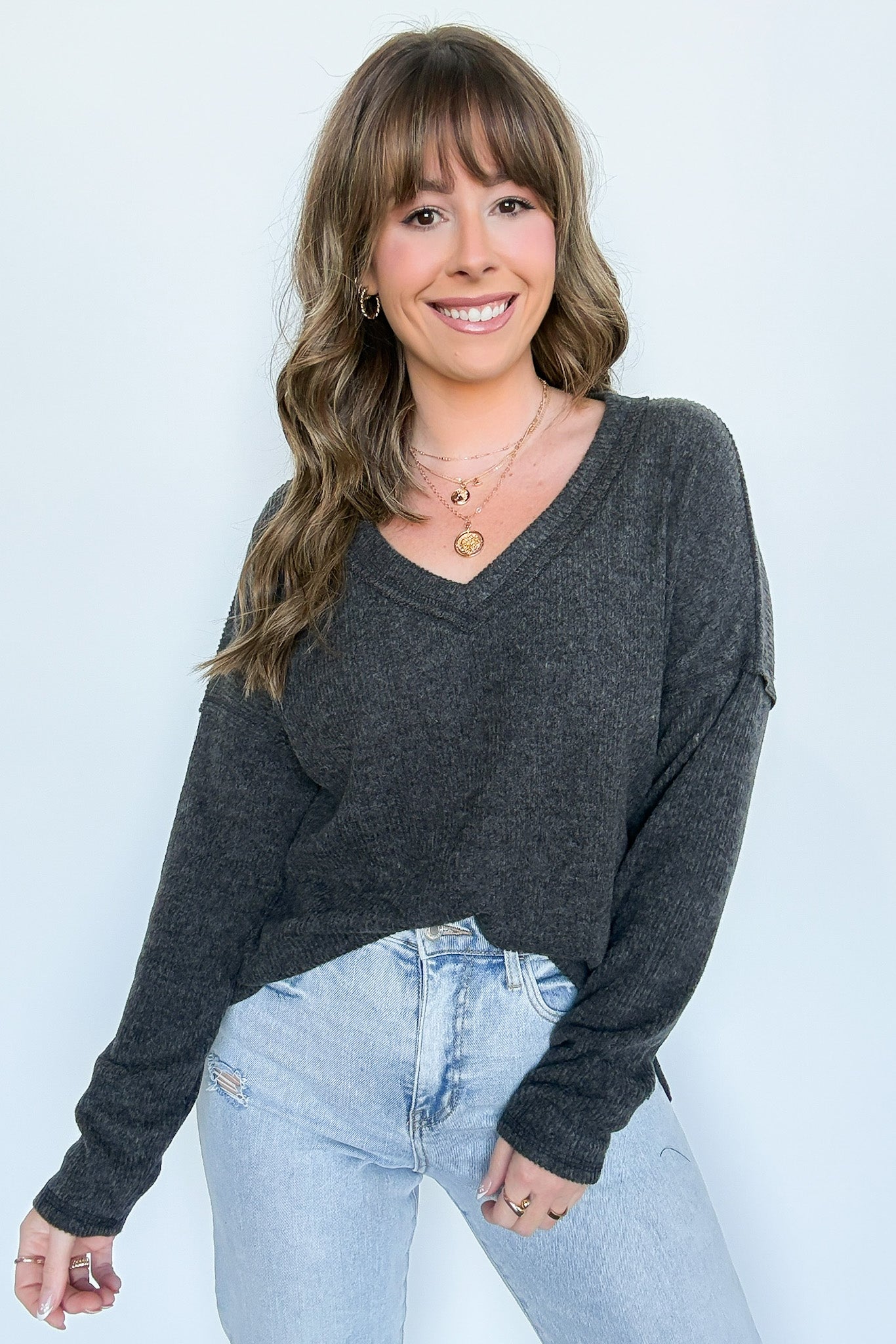  Pure Chill Ribbed V-Neck Top - Madison and Mallory