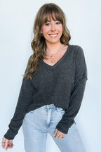 Pure Chill Ribbed V-Neck Top - FINAL SALE - Madison and Mallory
