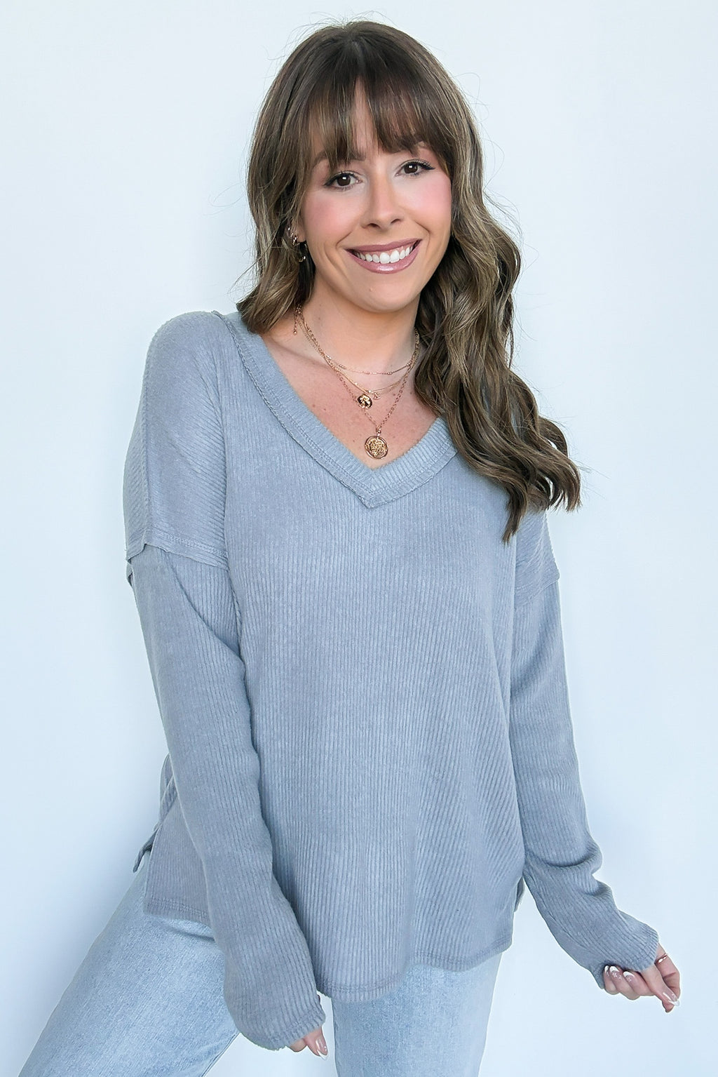 Pure Chill Ribbed V-Neck Top - FINAL SALE - Madison and Mallory