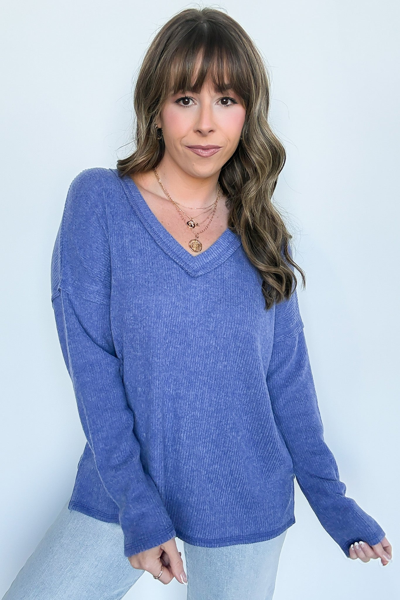  Pure Chill Ribbed V-Neck Top - Madison and Mallory