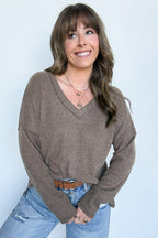Pure Chill Ribbed V-Neck Top - FINAL SALE - Madison and Mallory