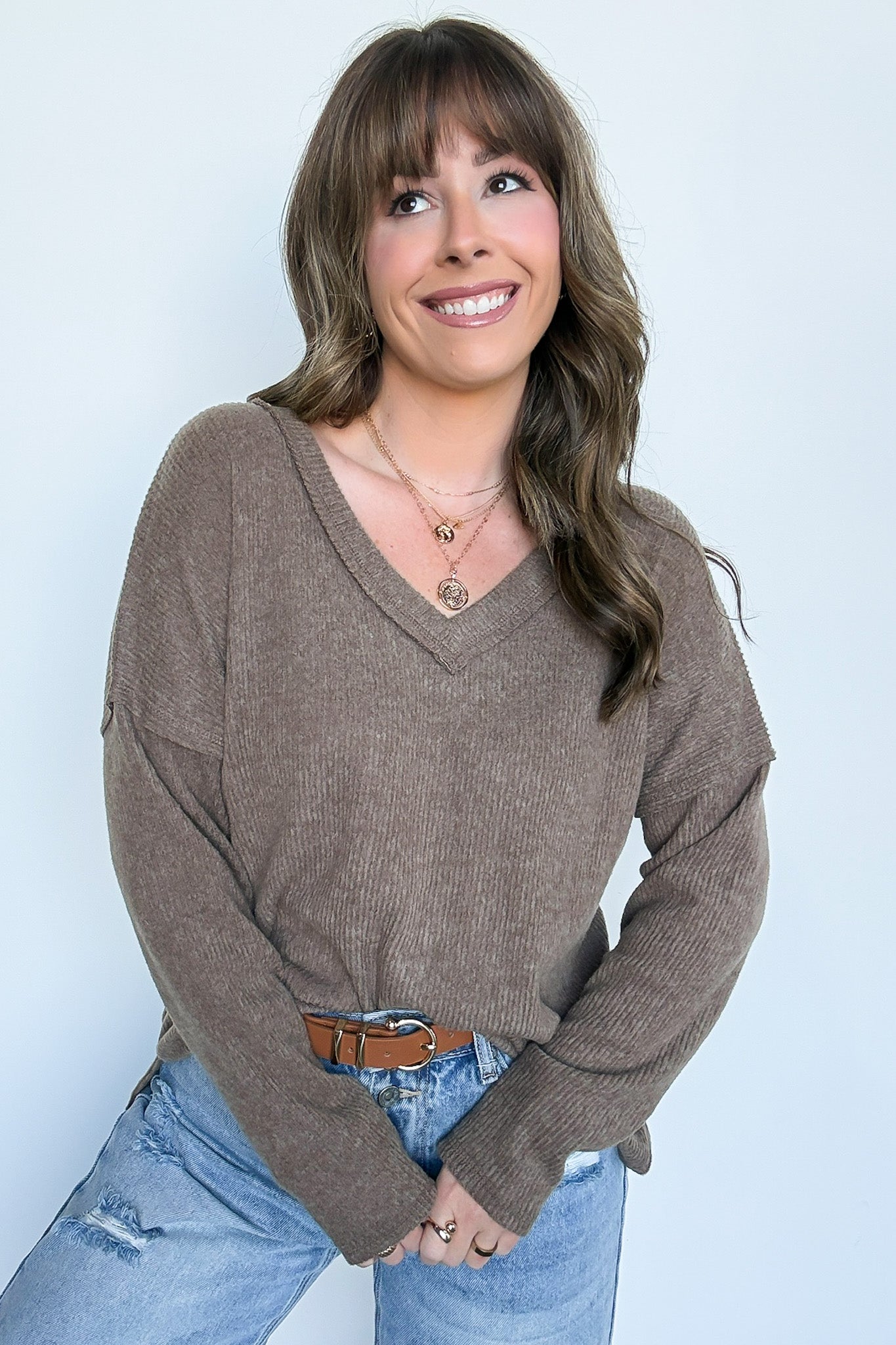 Pure Chill Ribbed V-Neck Top - FINAL SALE - Madison and Mallory