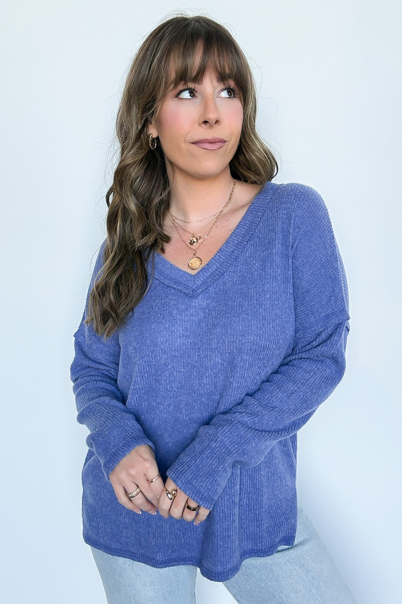 Pure Chill Ribbed V-Neck Top - FINAL SALE - Madison and Mallory