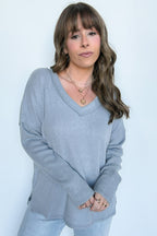Sleet / S Pure Chill Ribbed V-Neck Top - FINAL SALE - Madison and Mallory