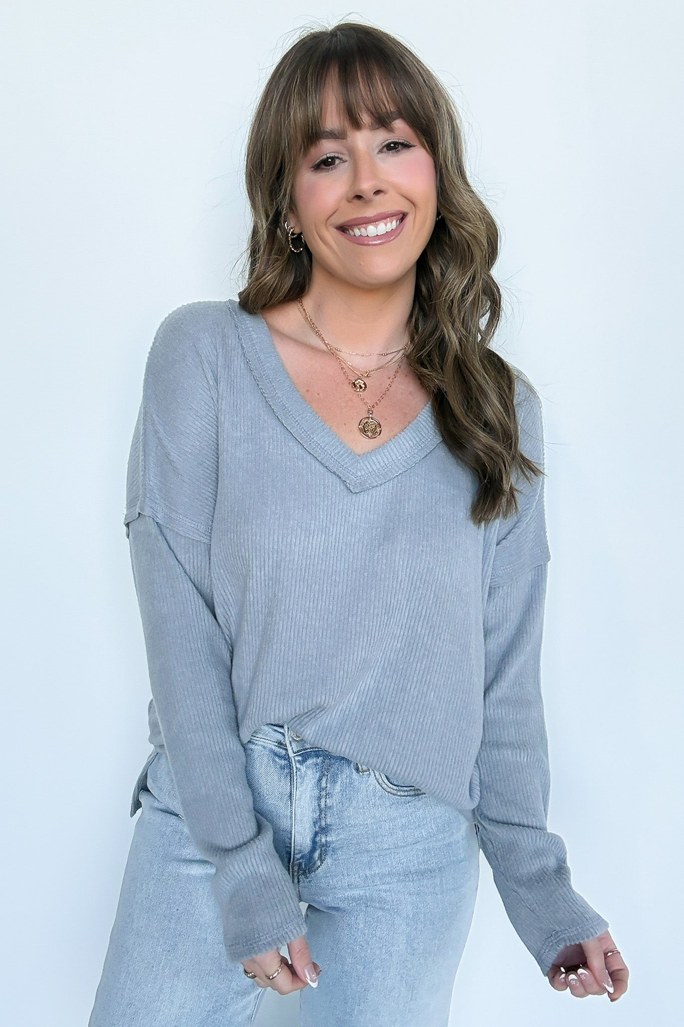 Pure Chill Ribbed V-Neck Top - FINAL SALE - Madison and Mallory
