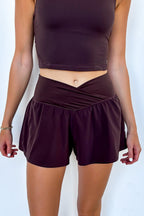 Puremotion Flared Shorts and V-Neck Yoga Top - Madison and Mallory